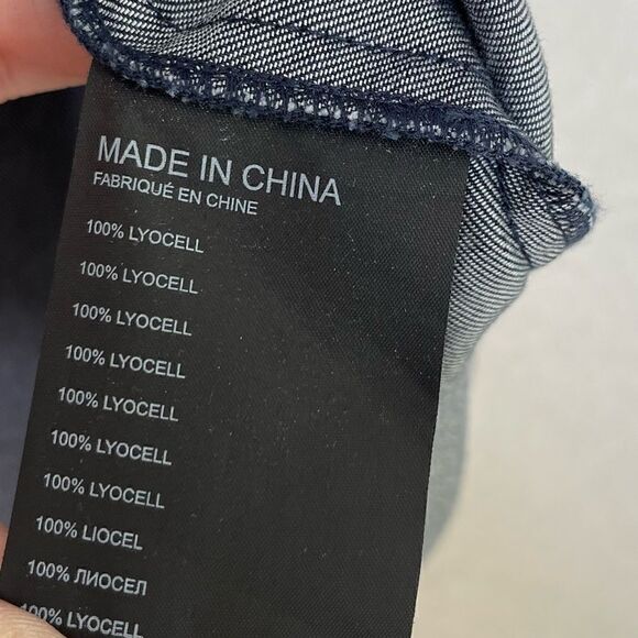 CLUB Monaco Ladore Denim Tie Front Shirt Dress Blue 0 - Picture 4 of 6